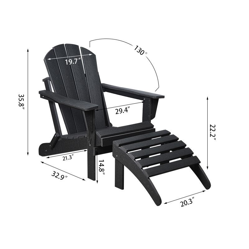 Chaise Adirondack avec repose-pieds amovible